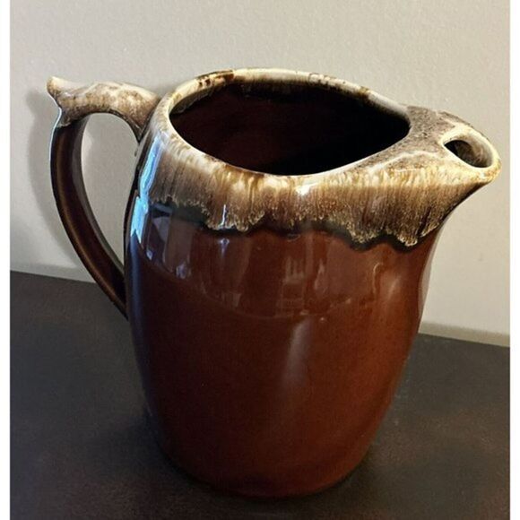 MCCOY USA BROWN DRIP‎ Glaze  #7011 Ice Lip  Pitcher, Exc Cond. 8" Tall, Vintage - Picture 1 of 9